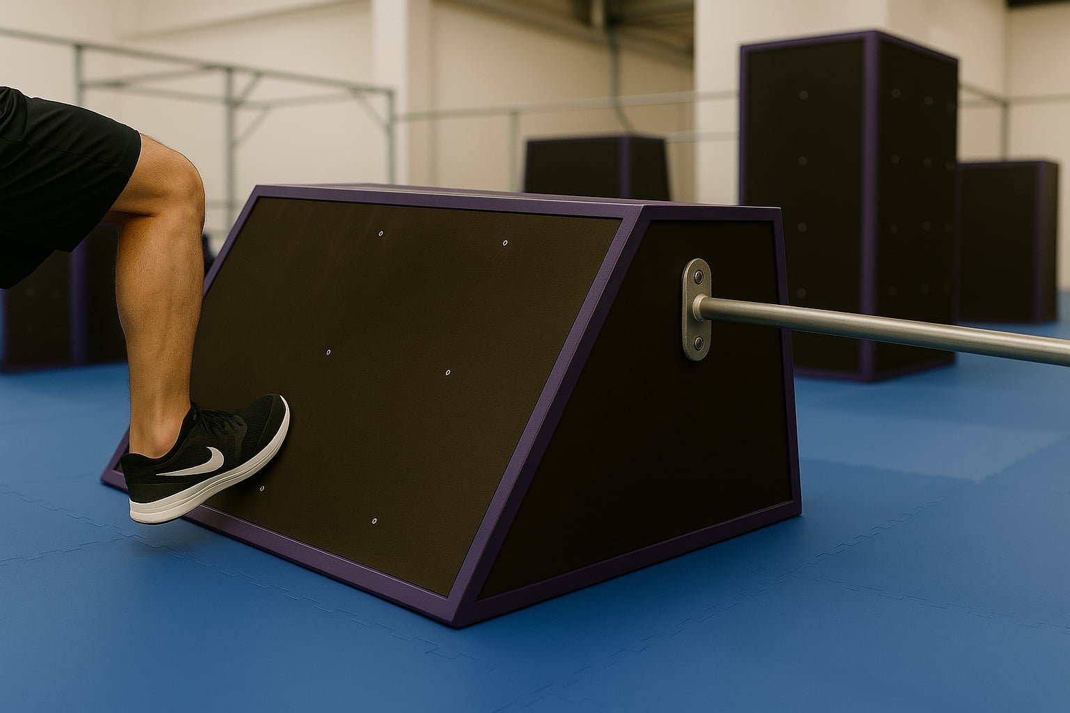 Compétition parkour avec ambiance flamboyante